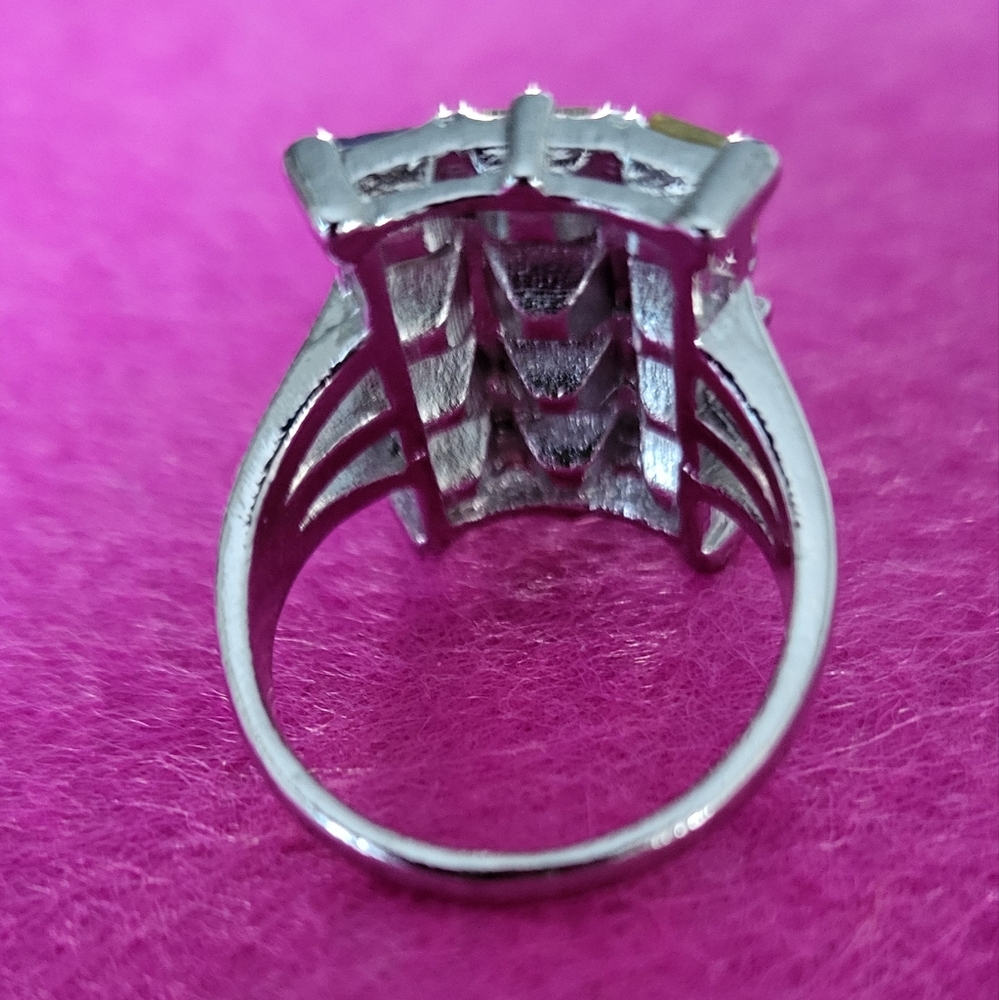 Multicolor Gemstone Silver Ring Size 8 - image 3